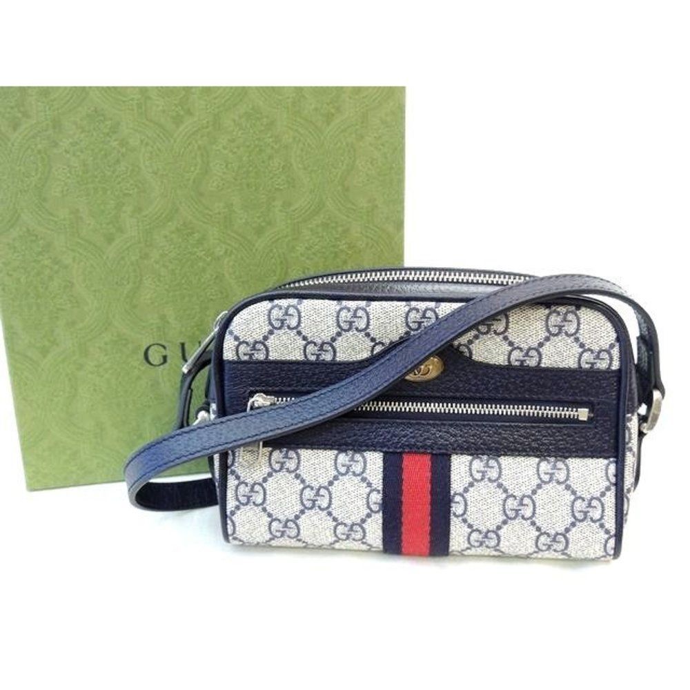 Gucci Shoulder Bag Ophidia GG Supreme Beige Blue Pochette Mini Bag - Picture 2 of 4